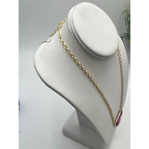 Kendra Scott McKenna Blush Pink Abalone Mother Of Pearl Yellow Gold Necklace - Picture 6 of 13